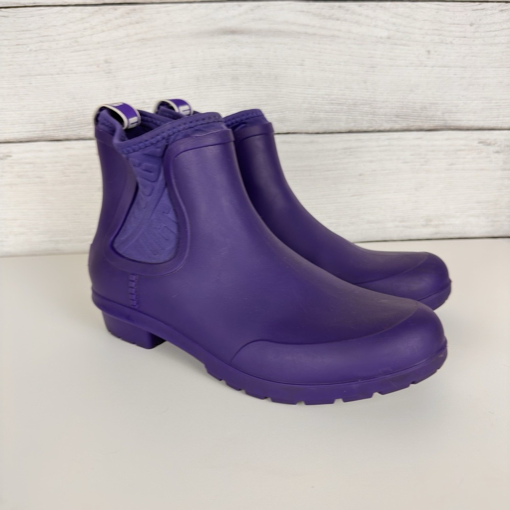 UGG Chevonne Purple Waterproof Chelsea‎ Rubber Rain Boots Womens Size 7.5 Garden